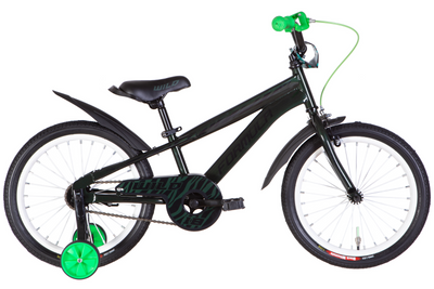 Велосипед сталь 18 Formula WILD гальмівна рама-9" зелений з чорним з крилом Pl 2024 OPS-FRK-18-148 фото