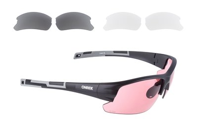 Окуляри ONRIDE Lead 30 матово чорні з лінзами димчасті (17%); HD pink (37%); прозорі (100%) 6936116100514 фото