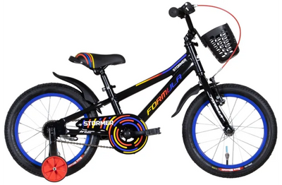 Велосипед AL 16" Formula STORMER рама-8,5" чорний з червоним та жовтим з крилом Pl, з кошиком Pl 2022 OPS-FRK-16-195 фото