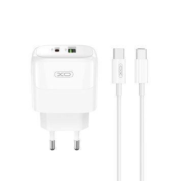 Мережевий зарядний пристрій XO L138 PD30W/QC18W 1USB-A+1USB-C + Type-c кабель білий storm_group__XO-L138+C фото