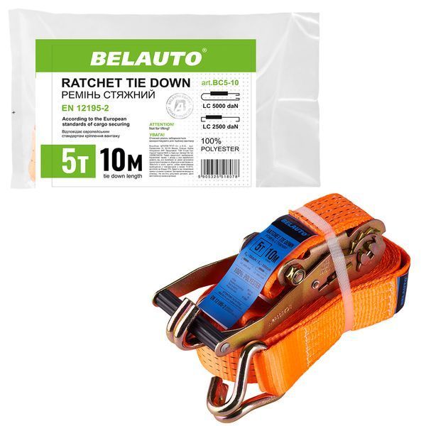 Стяжной ремень BELAUTO BC5-10, 5 т, 10 м BC5-10 фото