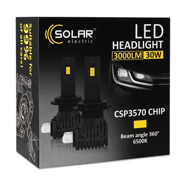 Автолампа Solar LED HB4(9006) 12/24V 30W 3000Lm 6500K CSP3570 2шт 8406S2 8406S2 фото