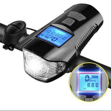 Велосипедний ліхтар + комп'ютер + дзвінок XA-585-T6+2LED, micro USB, вбудований акумулятор 6936116100775 фото