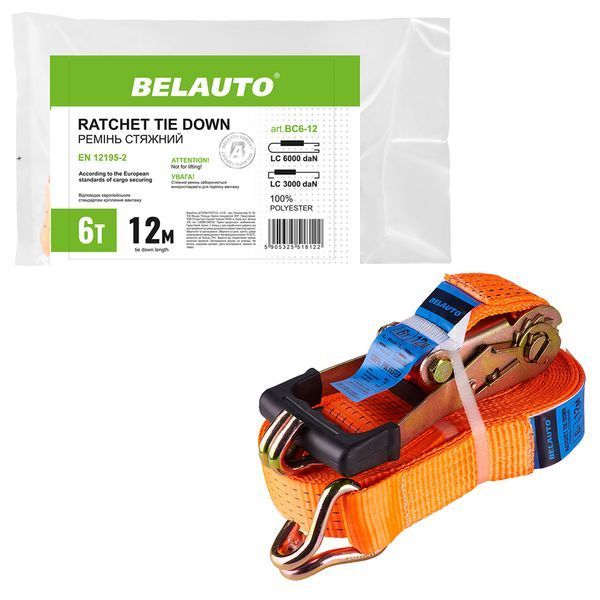 Стяжной ремень BELAUTO BC6-12 6т, 12м BC6-12 фото