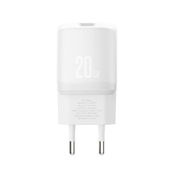 Мережевий зарядний пристрій XO L143 PD20W Single USB-C білий storm_group__XO-L143-White фото