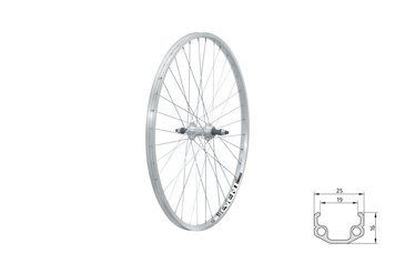 Колесо заднє на гайках KLS Event 26", V-brake, під тріскачку, 10x135мм сріблястий VLPR-8585019364487 фото