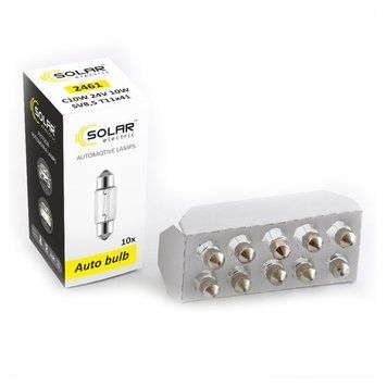 Лампа розжарювання SOLAR C10W 24V 10W SV8.5 T11x41, 10шт 2461 фото