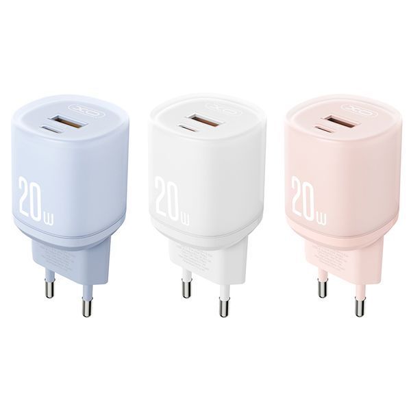 Мережевий зарядний пристрій XO L144 PD20W 1USB-A+1USB-C pink storm_group__XO-L144-Pink фото