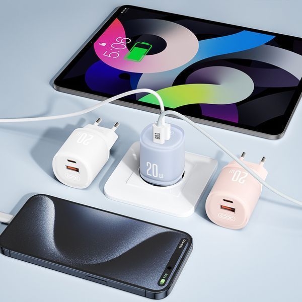 Мережевий зарядний пристрій XO L144 PD20W 1USB-A+1USB-C pink storm_group__XO-L144-Pink фото