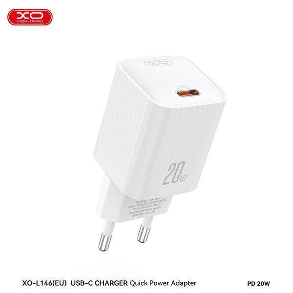 Сетевое зарядное устройство XO L146 PD20W Single USB-C + Lightning cable белый storm_group__XO-L146+L-White фото