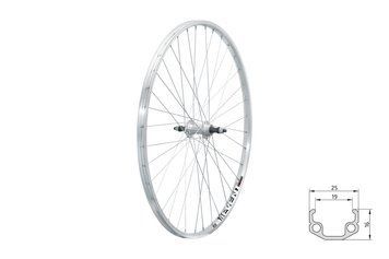 Колесо заднє на гайках KLS Event 28", V-brake, під тріскачку, 10x135мм сріблястий 8585019364470 фото