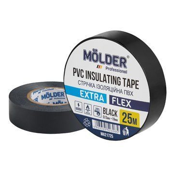 Лента изоляционная ПВХ Molder 0,13x19мм 25м черная, профессиональная, огнеупорная MA21725 storm_group__MA21725 фото