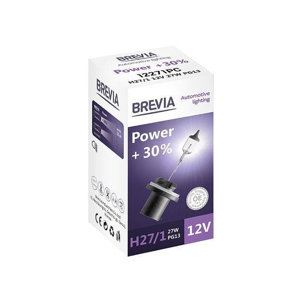 Галогеновая лампа Brevia H27/1 12V 27W PG13 Power +30% CP 12271PC фото