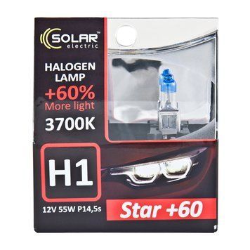 Галогенова лампа SOLAR H1 12V 55W P14,5s Starlight +60%, SET 1231S2 фото