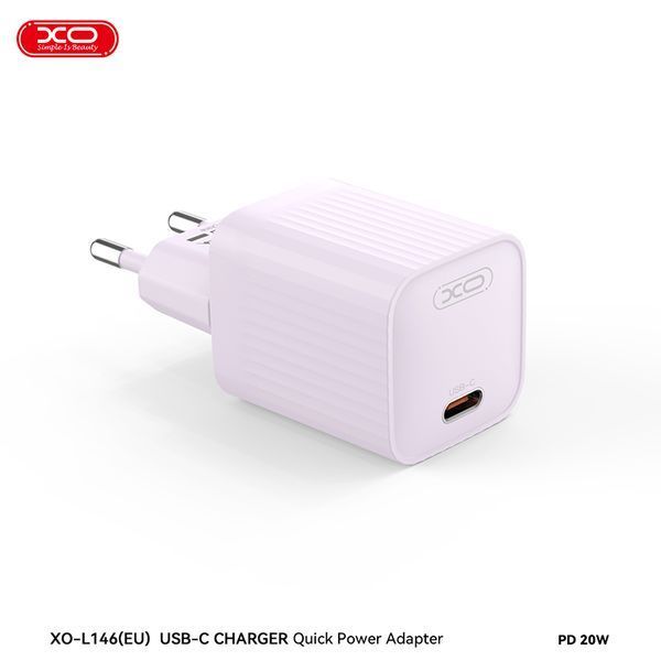 Мережевий зарядний пристрій XO L146 PD20W Single USB-C Charger фіолетовий storm_group__XO-L146-Purple фото