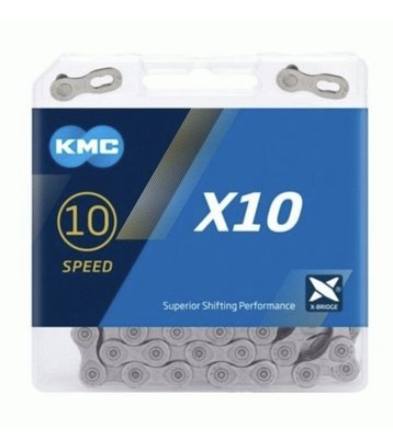 Ланцюг велосипедний KMC X10 Grey 10 швидкостей 114 ланок сірий + замок 66854460 фото