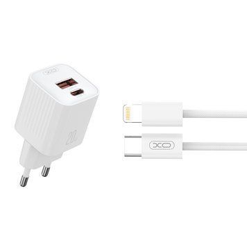 Сетевое зарядное устройство XO L147 PD20W 1USB-A+1USB-C + Lightning cable белый storm_group__XO-L147+L фото