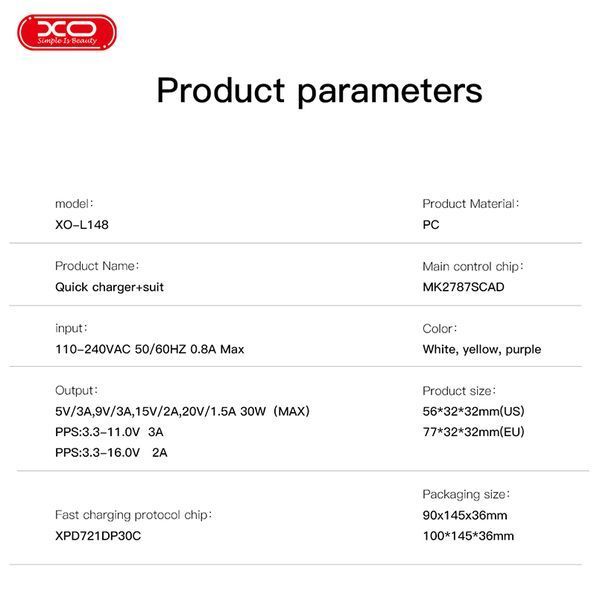 Сетевое зарядное устройство XO L148 PD30W USB-C белый storm_group__XO-L148 фото