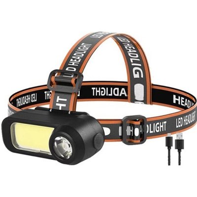 Налобний акумуляторний ліхтарик Police WH-1707 світлодіодний на 2 діоди 3 режими з/в USB Чорний LGT-6 фото
