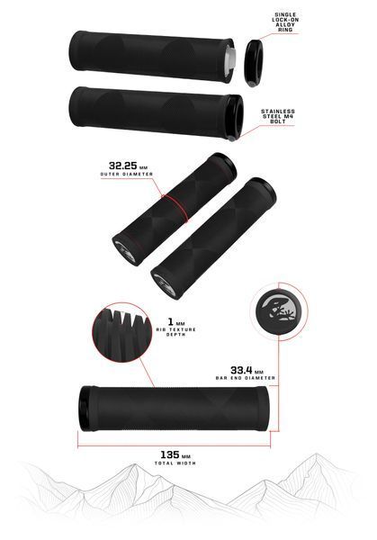 Гріпси Lizard Skins STRATA Lock-On, 135мм, jet black VLP-GRI-08-35 фото