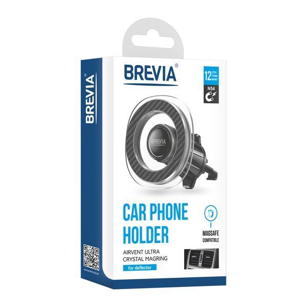 Тримач в машину Brevia AirVent Ultra Сrystal MagRING на дефлектор, магнітний Magsafe 48020 48020 фото