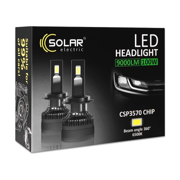 Автолампа Solar LED H4 12/24V 100W 9000Lm 6500K CSP3570 2шт 8604S2 8604S2 фото