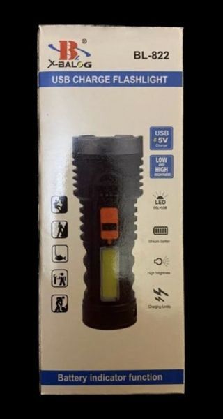 Ручной светодиодный аккумуляторный фонарь лампа Bailong BL-822 USB LGT-9 фото
