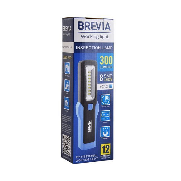 Ліхтар LED інспекційний Brevia 8SMD+1W LED 300lm, 3xAA 11310 фото