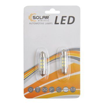LED автолампа SOLAR 12V SV8.5 T11x36mm 6smd 3528 white, 2шт LS275_B2 фото