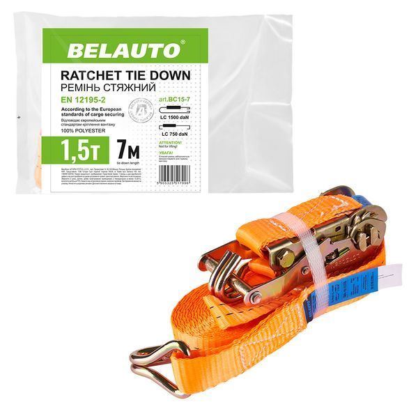 Стяжной ремень BELAUTO BC15-7, 1,5 т, 7 м BC15-7 фото