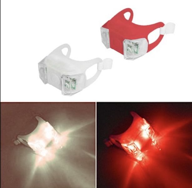 Велофонарь HJ-009 Ultra brite на батарейках 2xCR2032 2-LED white+red 6936116100801 фото