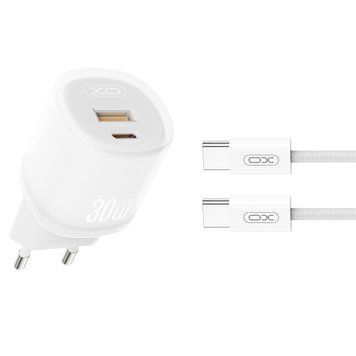 Сетевое зарядное устройство XO L151 30W 1USB-A+1USB-C + Type-C кабель белый storm_group__XO-L151+C-White фото