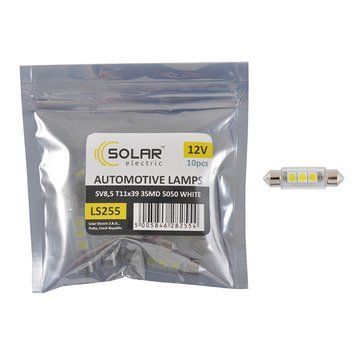 LED автолампа SOLAR 12V SV8.5 T11x39 3smd 5050 white 10шт LS255_P фото