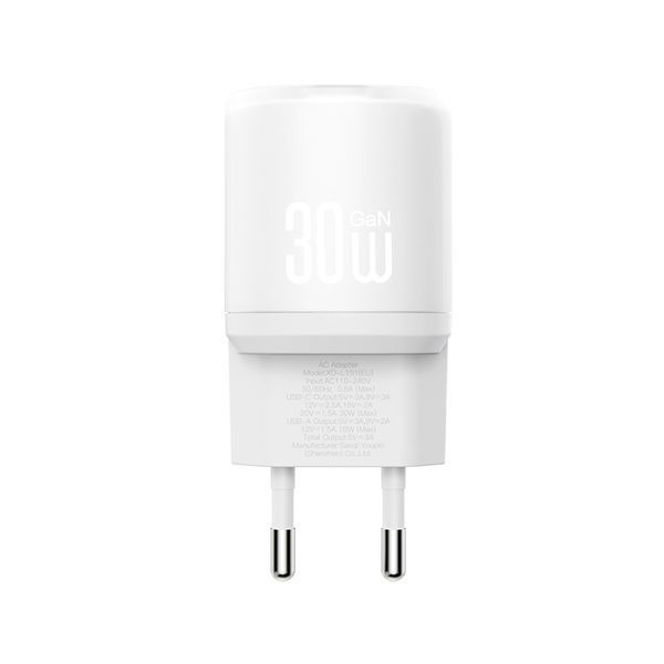 Сетевое зарядное устройство XO L151 30W 1USB-A+1USB-C + Type-C кабель белый storm_group__XO-L151+C-White фото