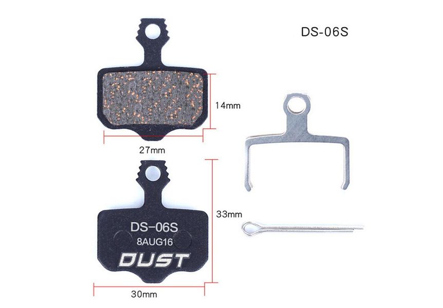 Колодки гальмiвнi полуметал DUST DS-06S Пiдходить пiд дисковi гальма AVID ELIXI/R/CR Mag /E1/E3/E5/E7/E9/XO/XX VLT-BRS-020 фото