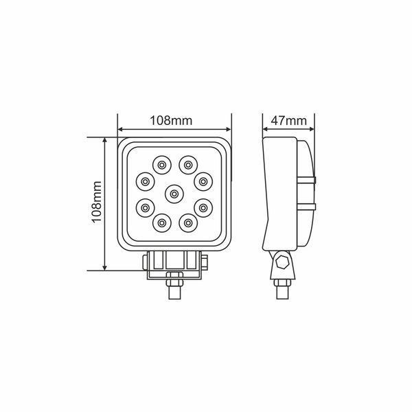 Фара світлодіодна Brevia EPISTAR Flood 10-30V, 27W (9x3W), 1980Lm, 1шт 10642QFX1 10642QFX1 фото