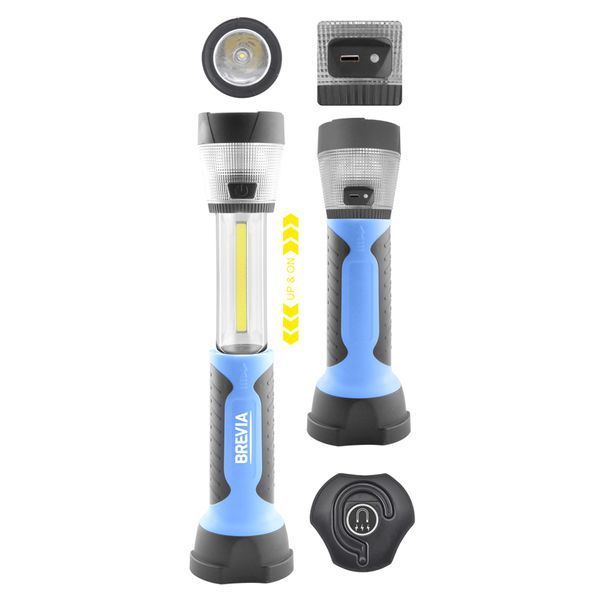 Фонарь LED инспекционный телескопический Brevia 3W COB+1W LED+8LED 300lm 2000mAh, адаптер AC 220 11330 фото