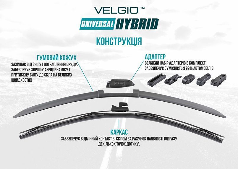 Щетка слоочистителя гибридная Velgio UNIVERSAL HYBRID 24/600мм 84600 фото