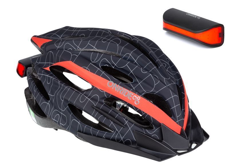 Шолом ONRIDE Grip чорний/червоний + Мигалка ONRIDE Slit 6936116100862-c фото