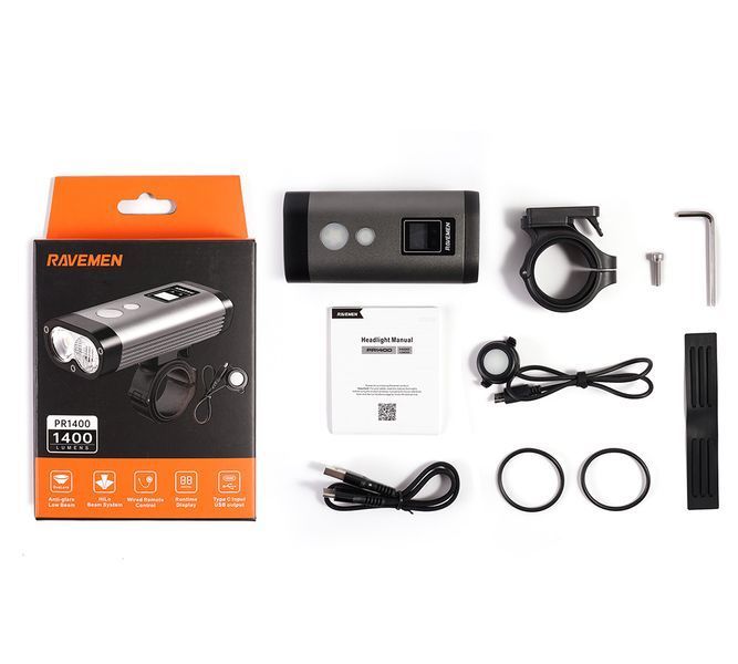 Велосипедна фара Ravemen PR1400 (1400 lm, 5200 mAh) дротова кнопка VLPR-6970232530825 фото