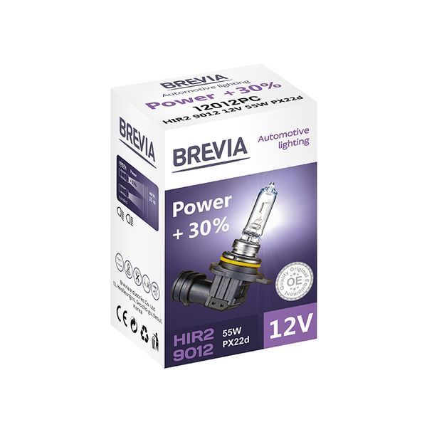 Галогенова лампа Brevia HIR2 9012 12V 55W PX22d Power +30% CP 12012PC фото