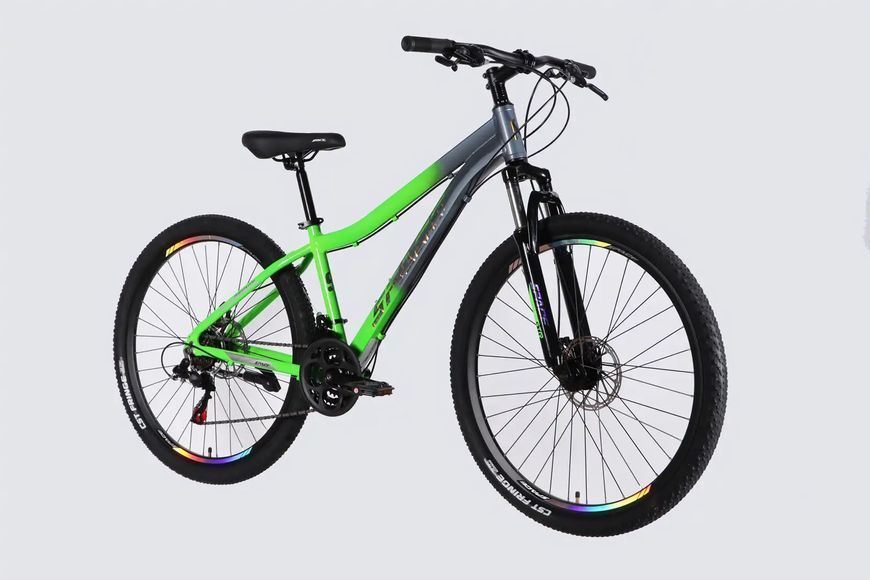 Велосипед AL 27.5" SPACE LYRA DD FR рама-15" сріблясто-зелений 2026 VLT-OPS-SP-27.5-096 фото