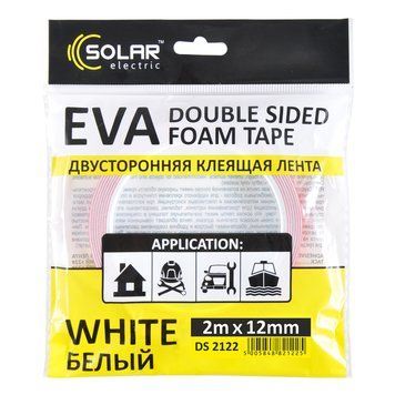 Стрічка клеюча двостороння SOLAR DS2122, EVA, 12ммx2м, біла DS2122 фото