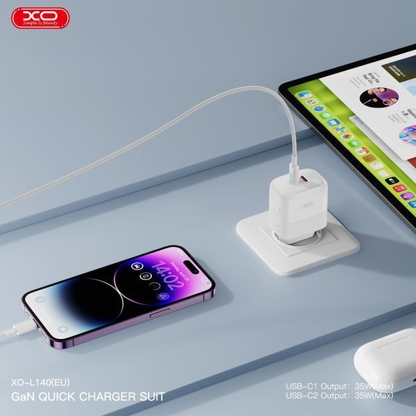 Сетевое зарядное устройство XO L140 Dual C35W 2USB-C белый storm_group__XO-L140 фото