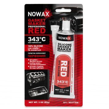 Герметик прокладок високотемпературний Nowax +343⁰C, 100% силіконовий, червоний, 85г NX37309 фото