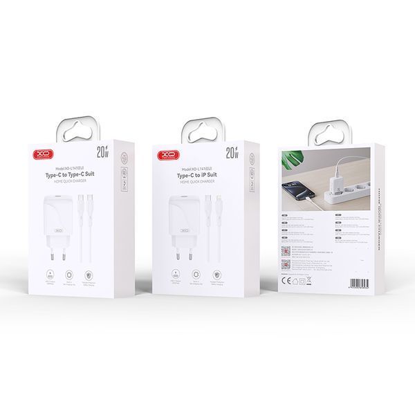 Сетевое зарядное устройство XO L141 Single USB-C 20W + Type-C кабель белый storm_group__XO-L141+C фото